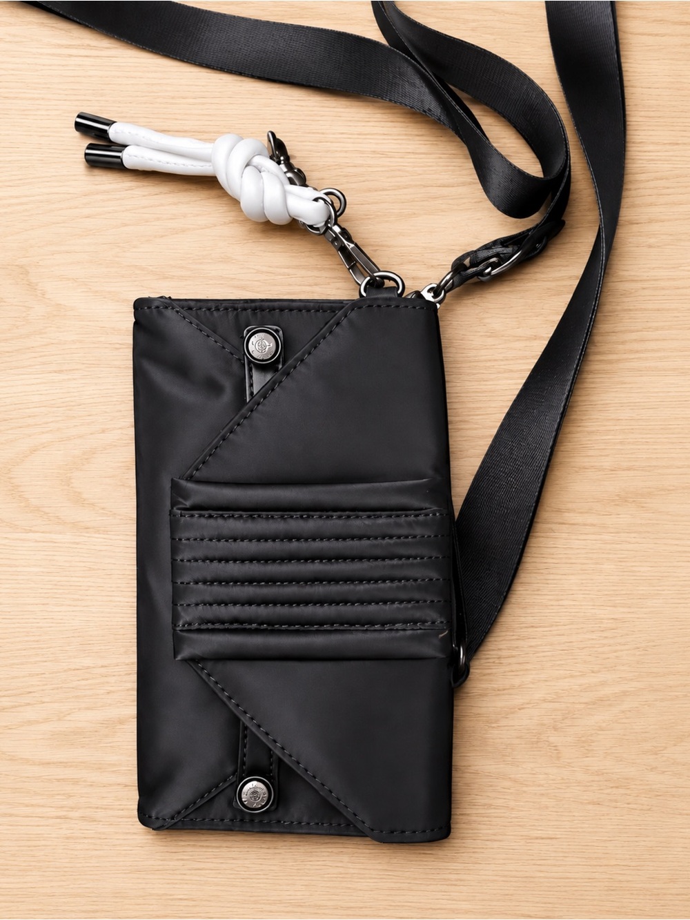 Kipling Black Quilted-Accent Crossbody with Tassel Charm